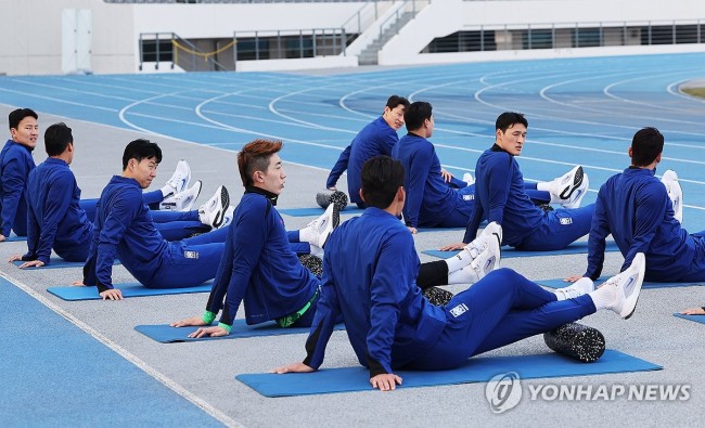 회복훈련 하는 축구 국가대표팀