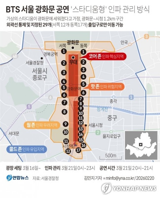 [그래픽] BTS 서울 광화문 공연 인파 관리 방식